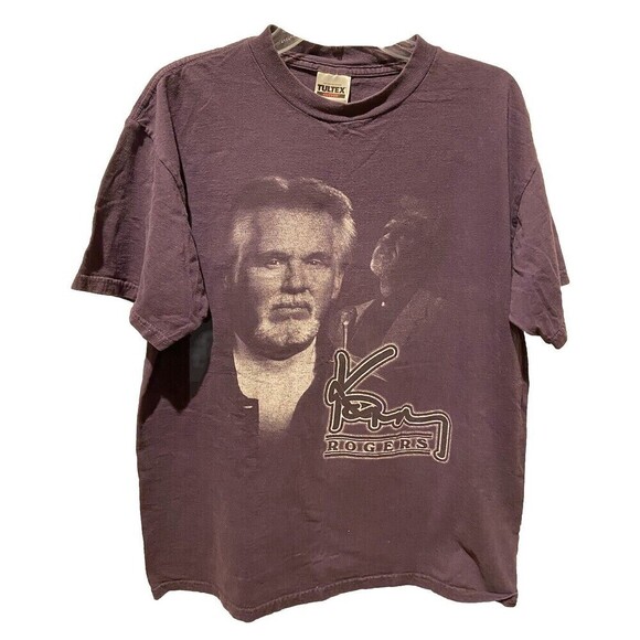 Kenny Rodgers Shirt  Vintage 90s Music Concert Folk Tultek Large Retro Purple - Picture 1 of 8